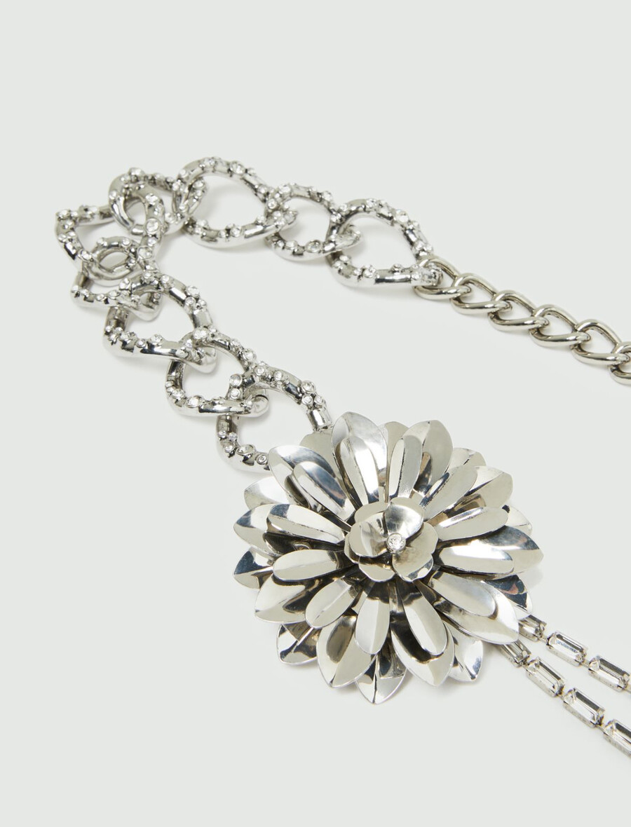 gürtel mit blumen und strasssteinen - silber