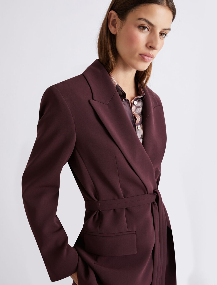 cady-jacke mit gürtel - bordeaux