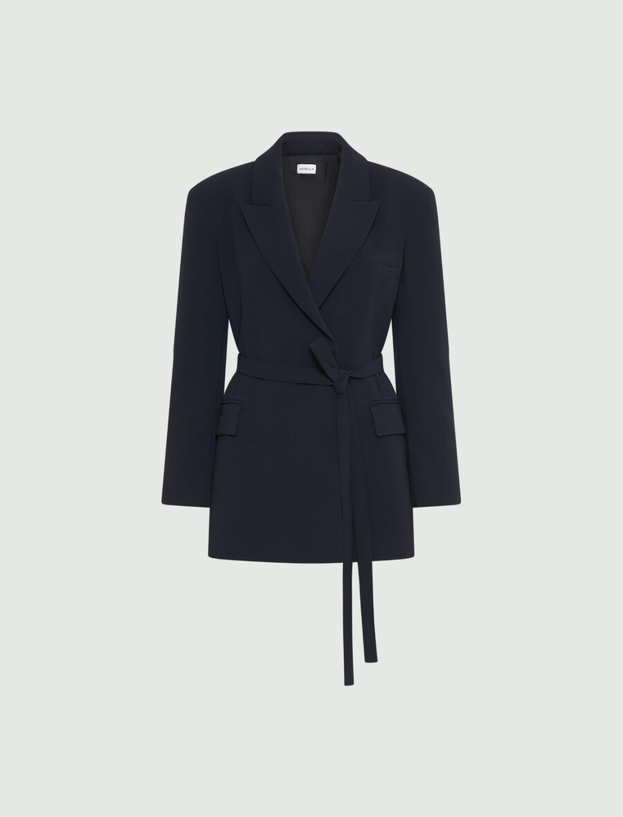 cady-jacke mit gürtel - marineblau