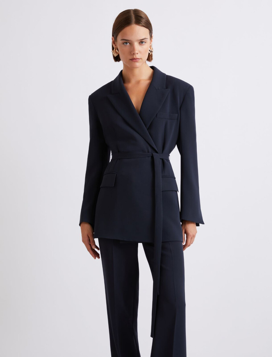 cady-jacke mit gürtel - marineblau