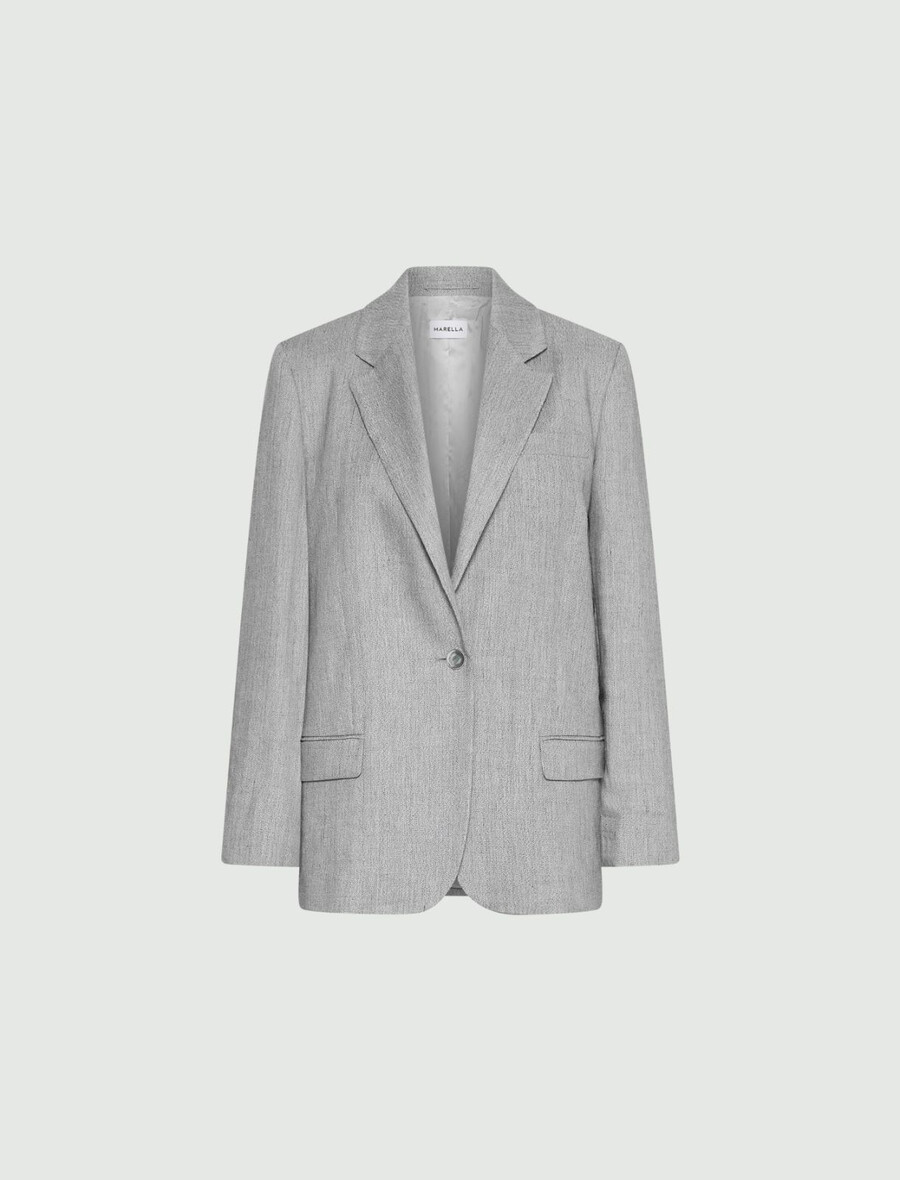 grisaille-blazer aus stretch-leinenmischung - grau