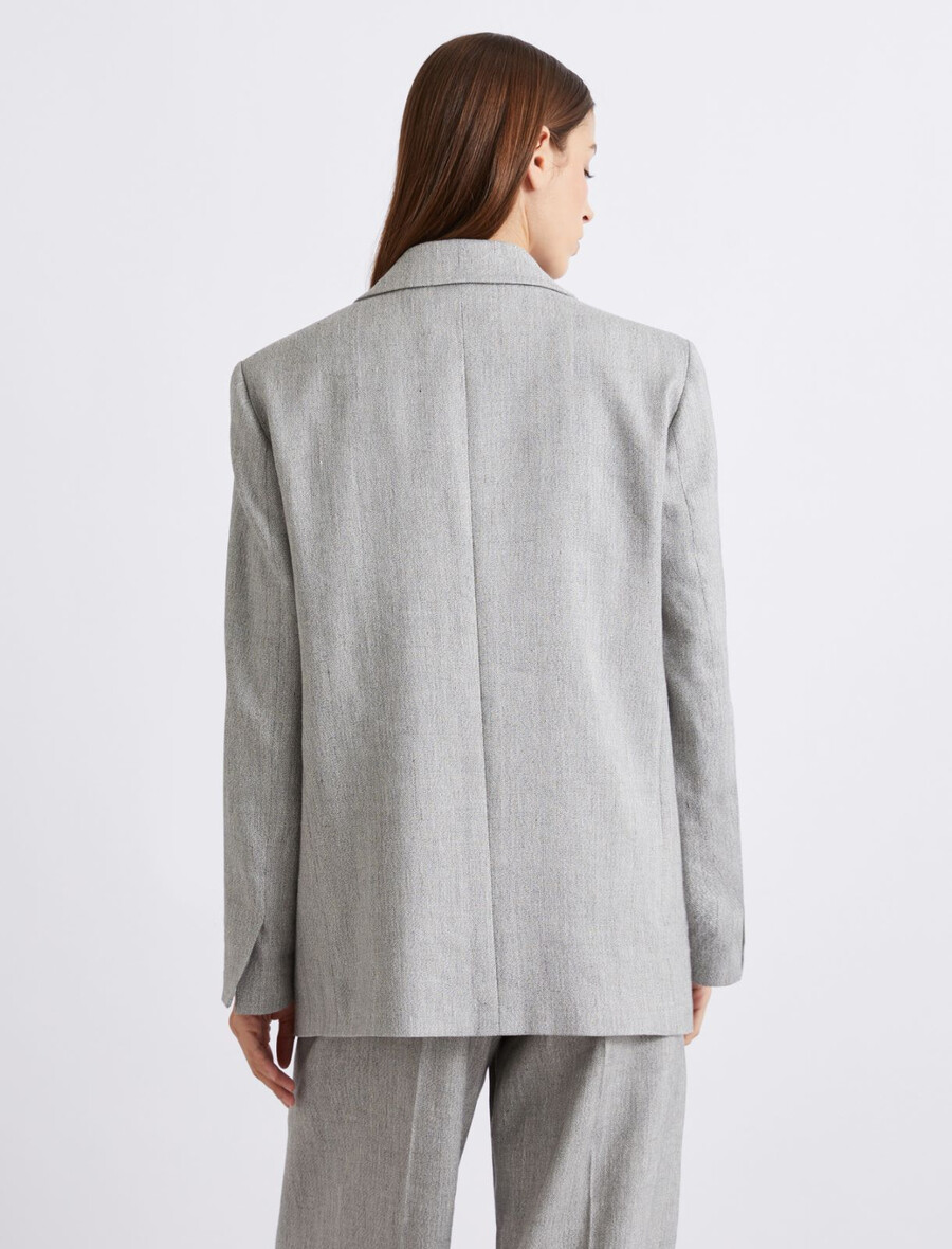 grisaille-blazer aus stretch-leinenmischung - grau