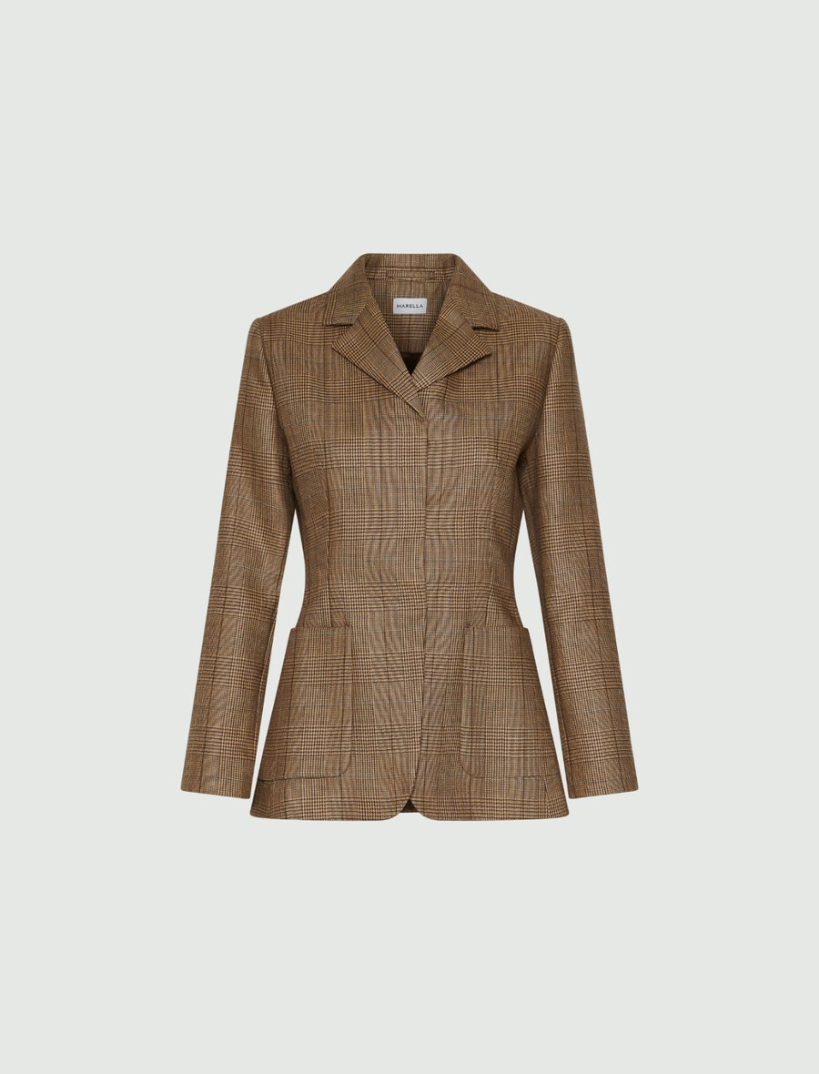 schmal geschnittene wolljacke - honig