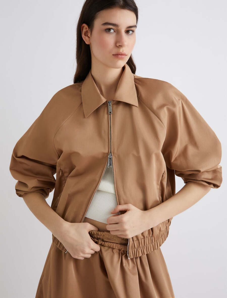wasserabweisende bomberjacke aus twill – beige