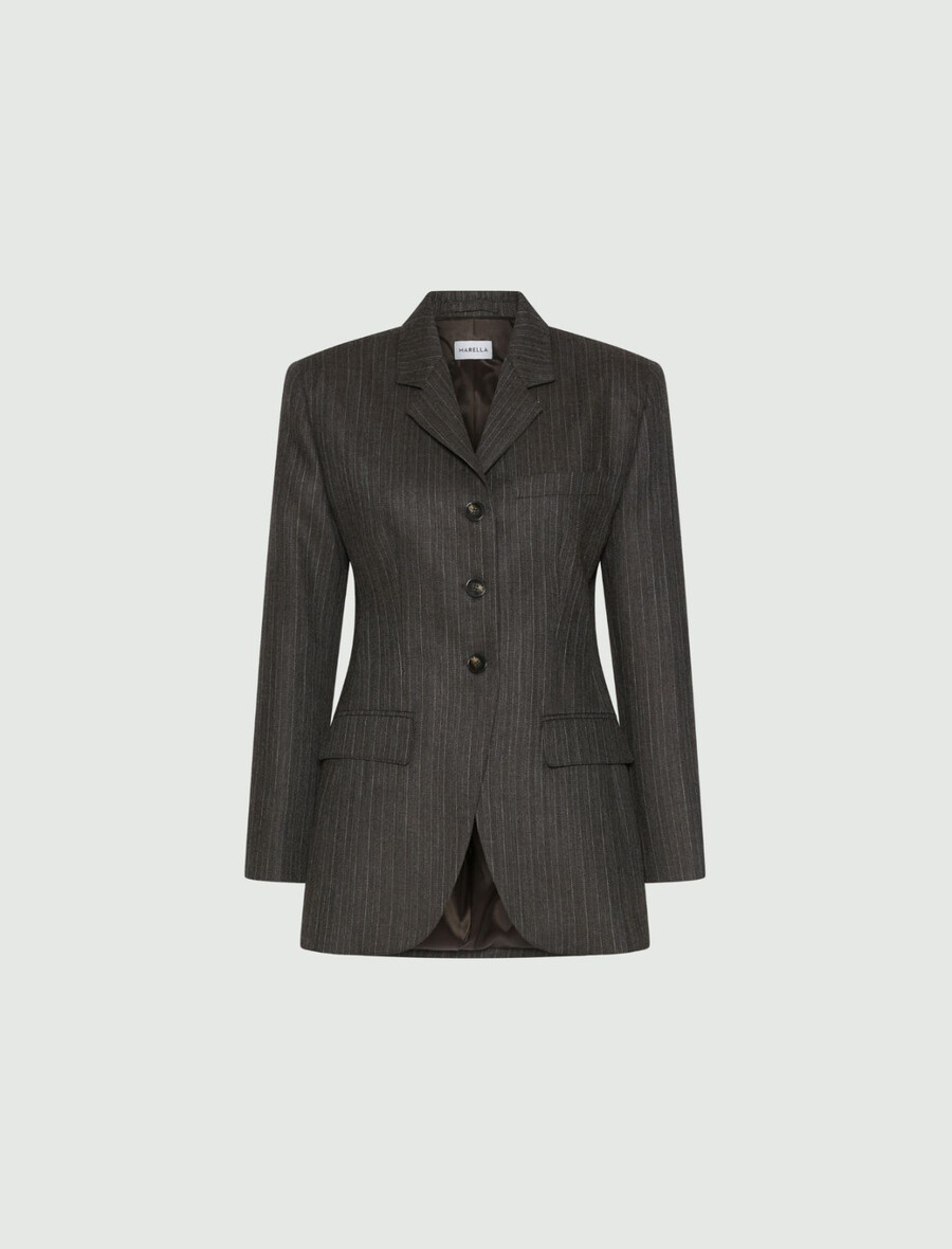 schmal geschnittener dreiknopf-blazer – braun