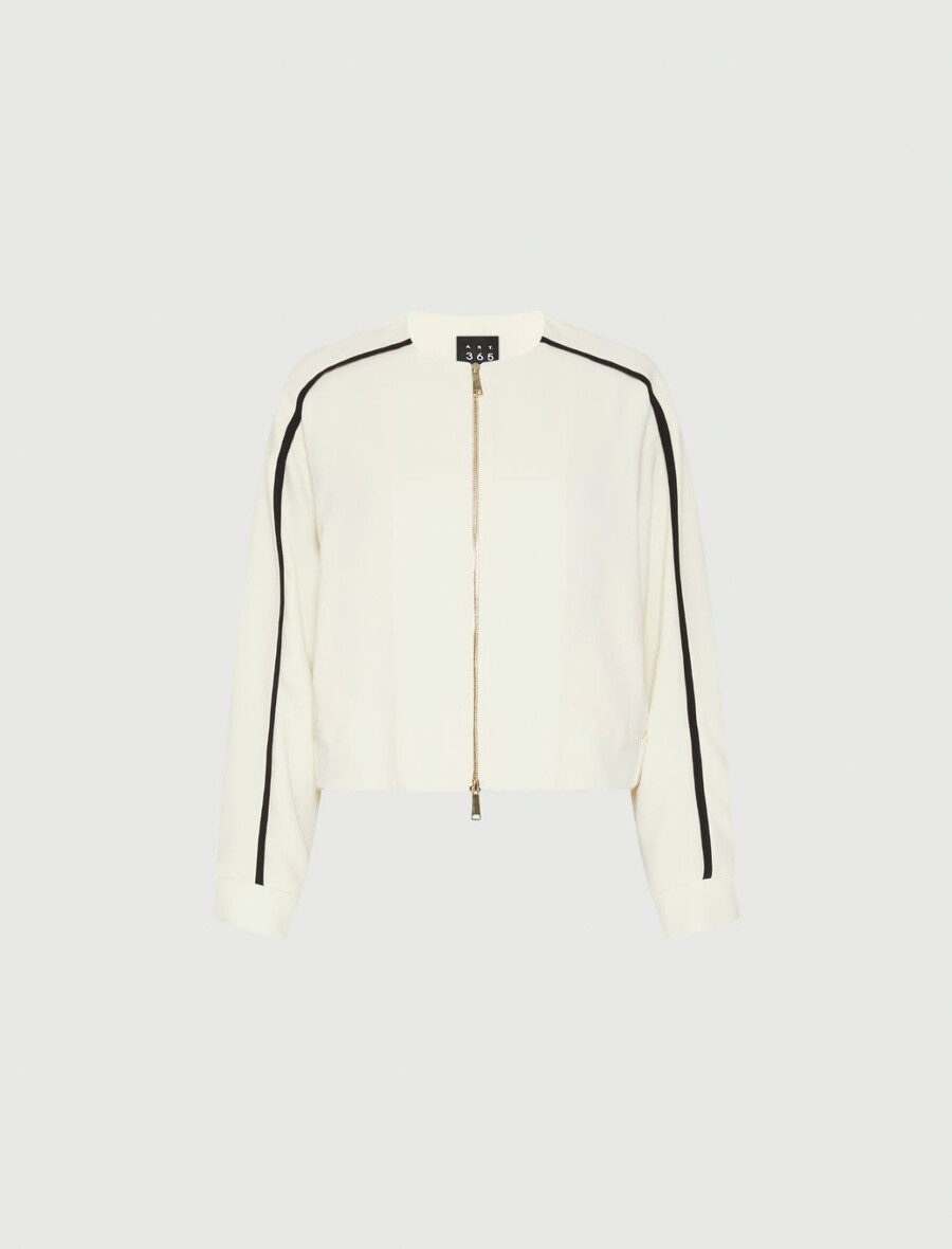 bomberjacke aus satin - wolle weiss