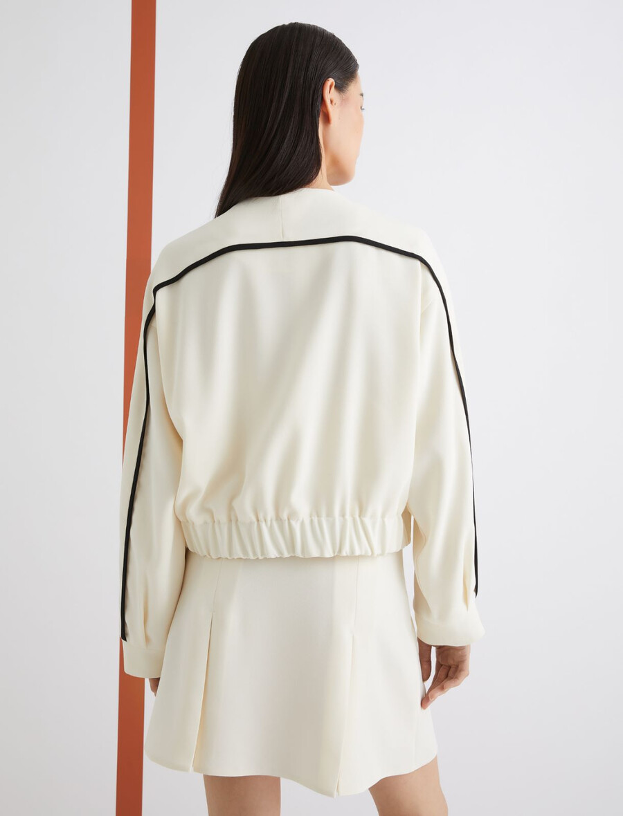 bomberjacke aus satin - wolle weiss