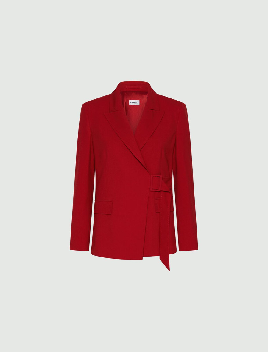 schmal geschnittene jacke mit schnallen – rot