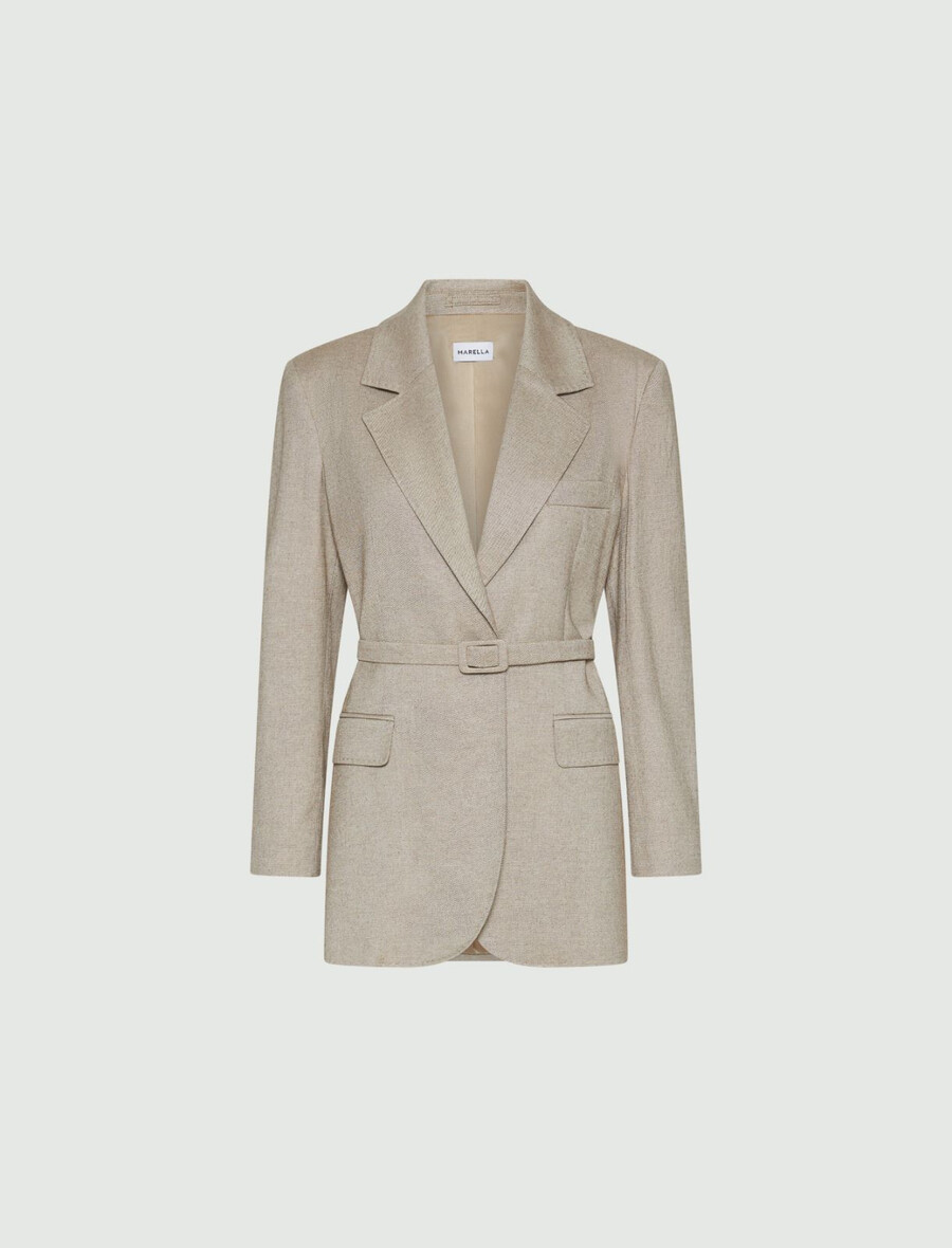 blazer mit gürtel – haselnussbraun
