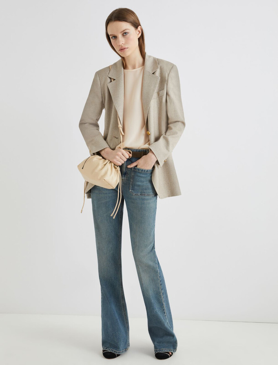 blazer mit gürtel – haselnussbraun