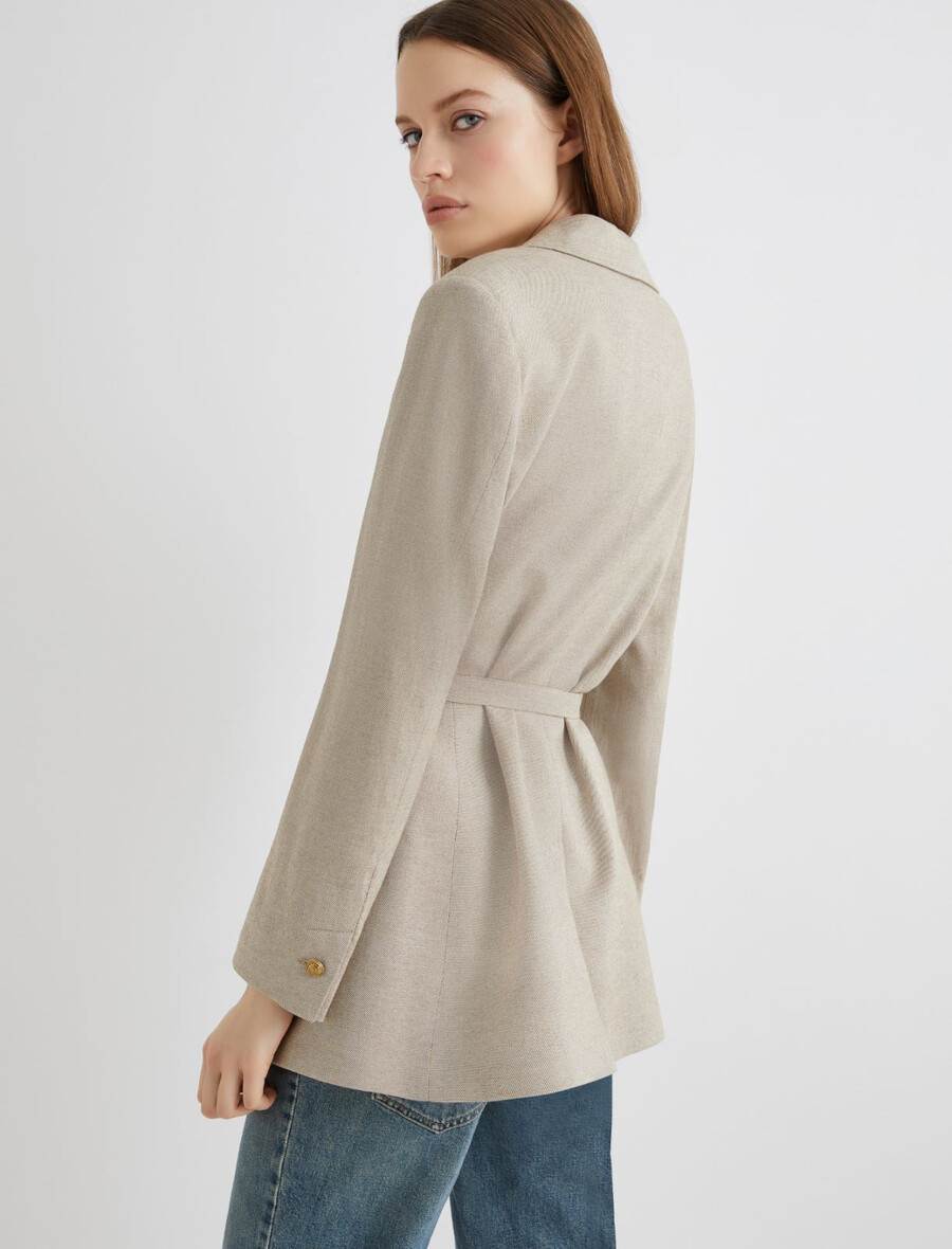 blazer mit gürtel – haselnussbraun