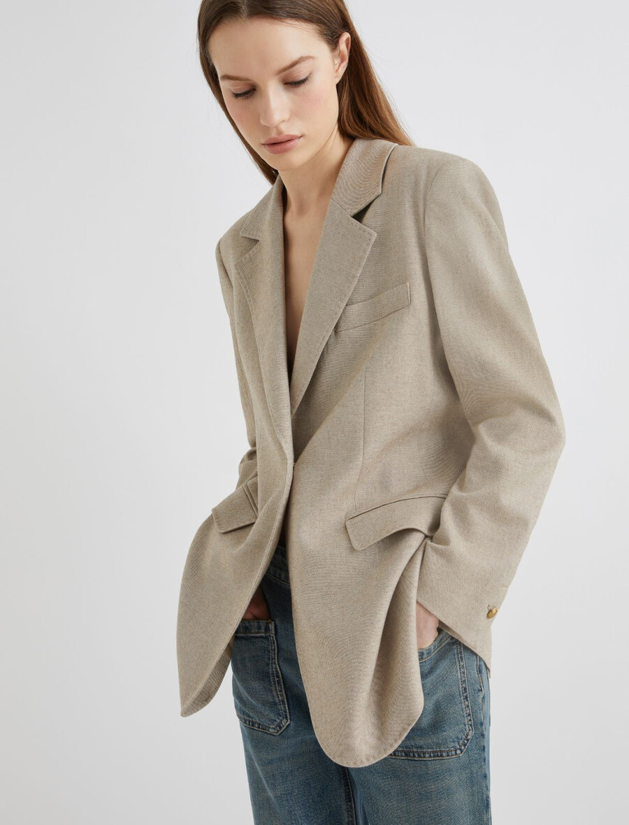 blazer mit gürtel – haselnussbraun