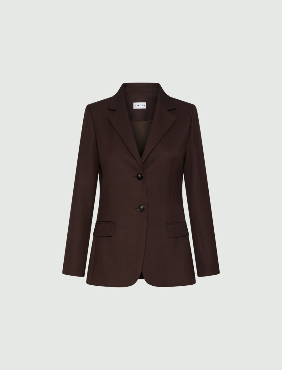 einreihiger blazer aus wollmischung – braun