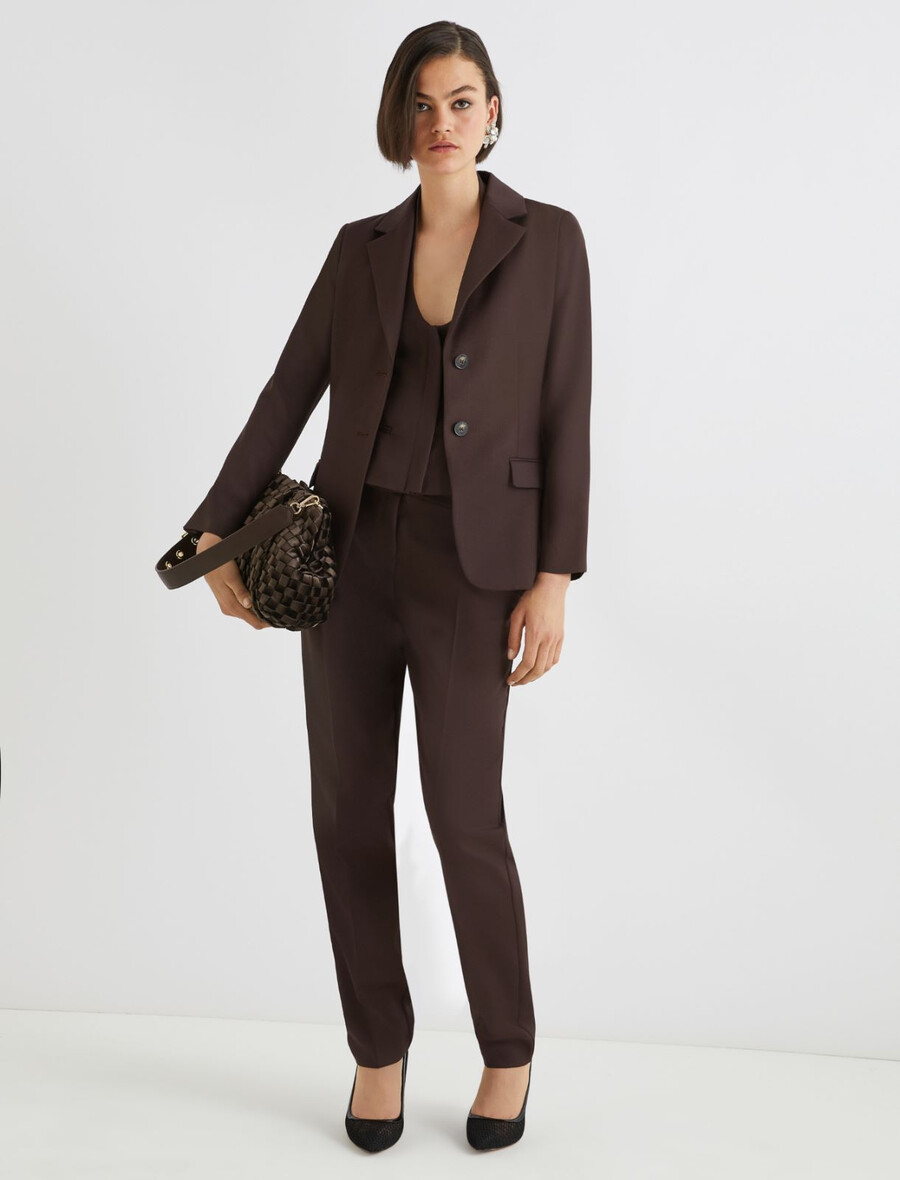 einreihiger blazer aus wollmischung – braun