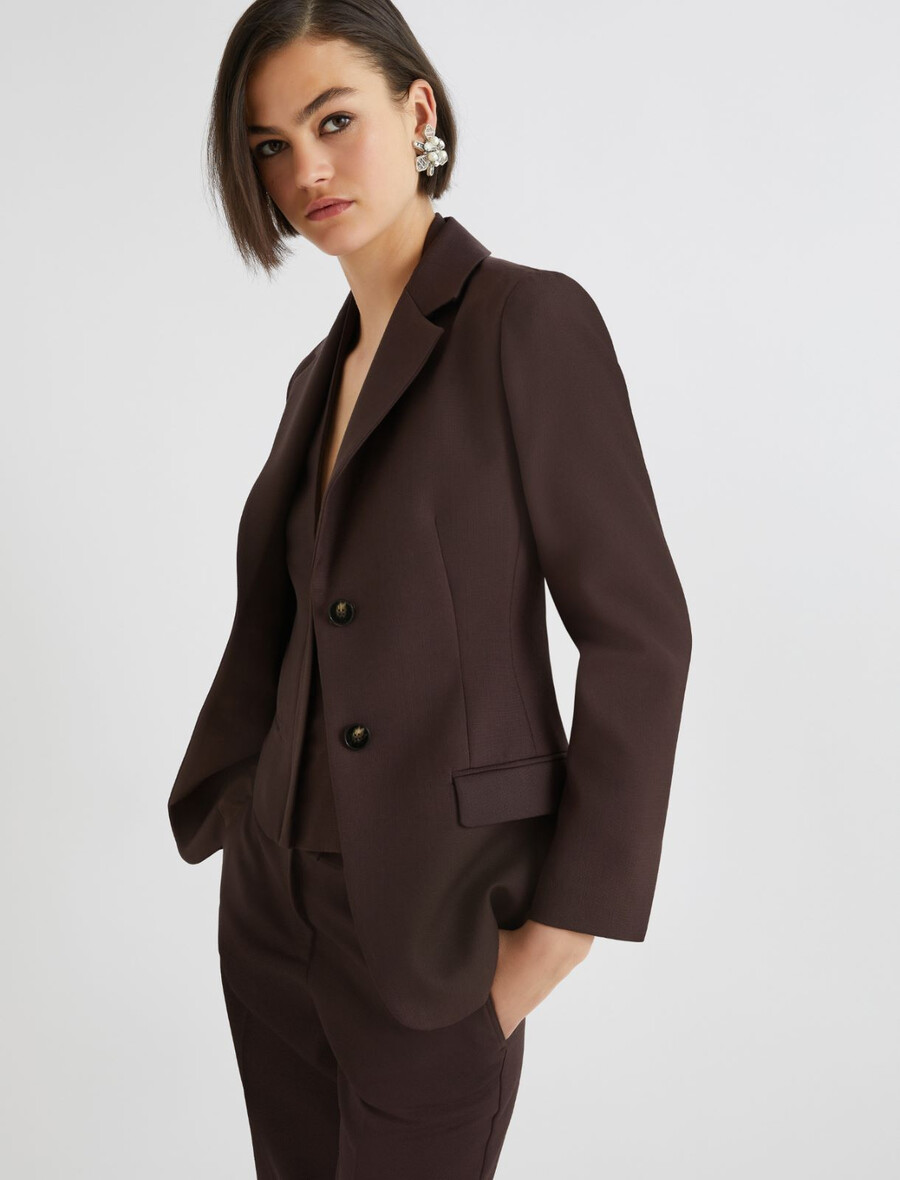 einreihiger blazer aus wollmischung – braun
