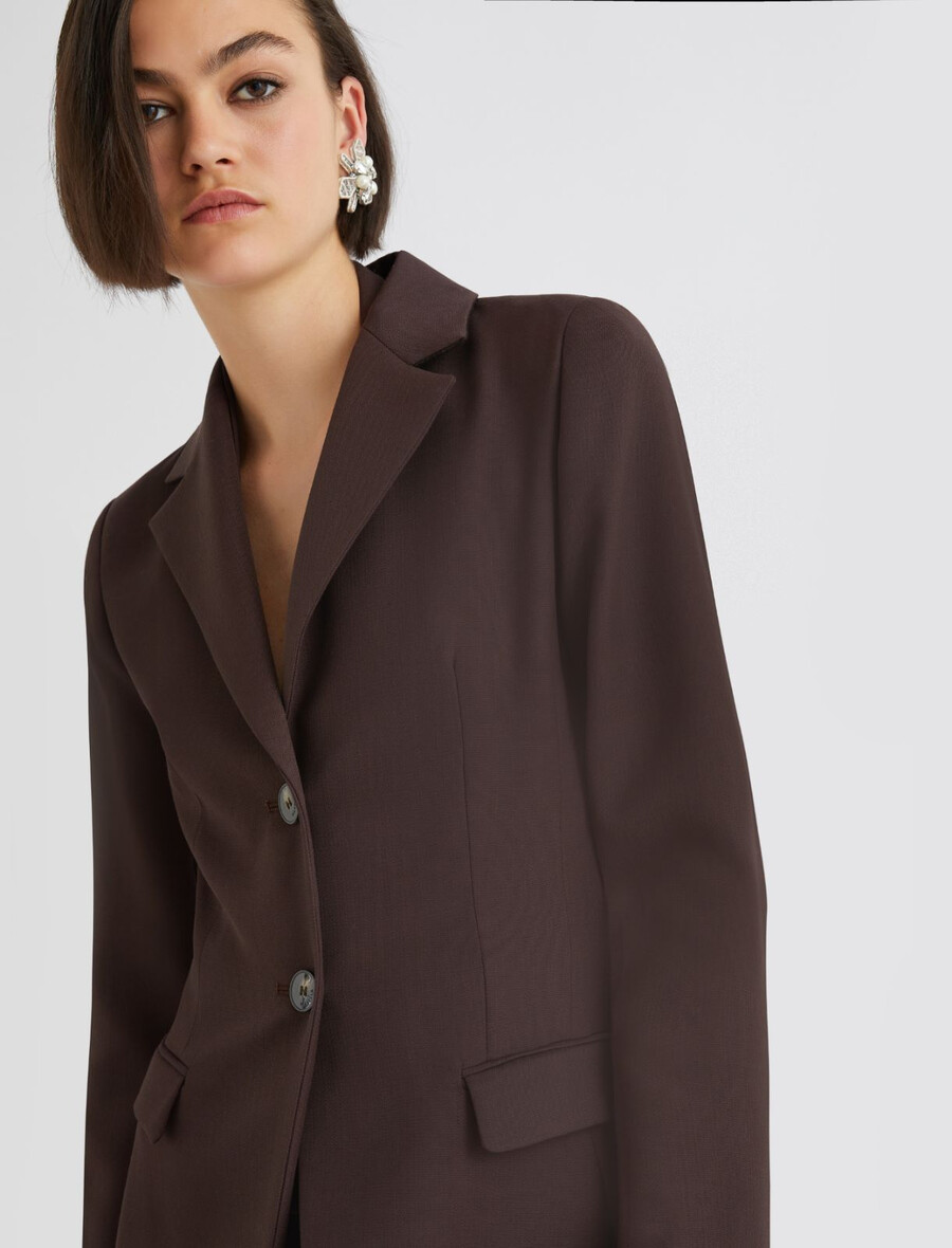 einreihiger blazer aus wollmischung – braun