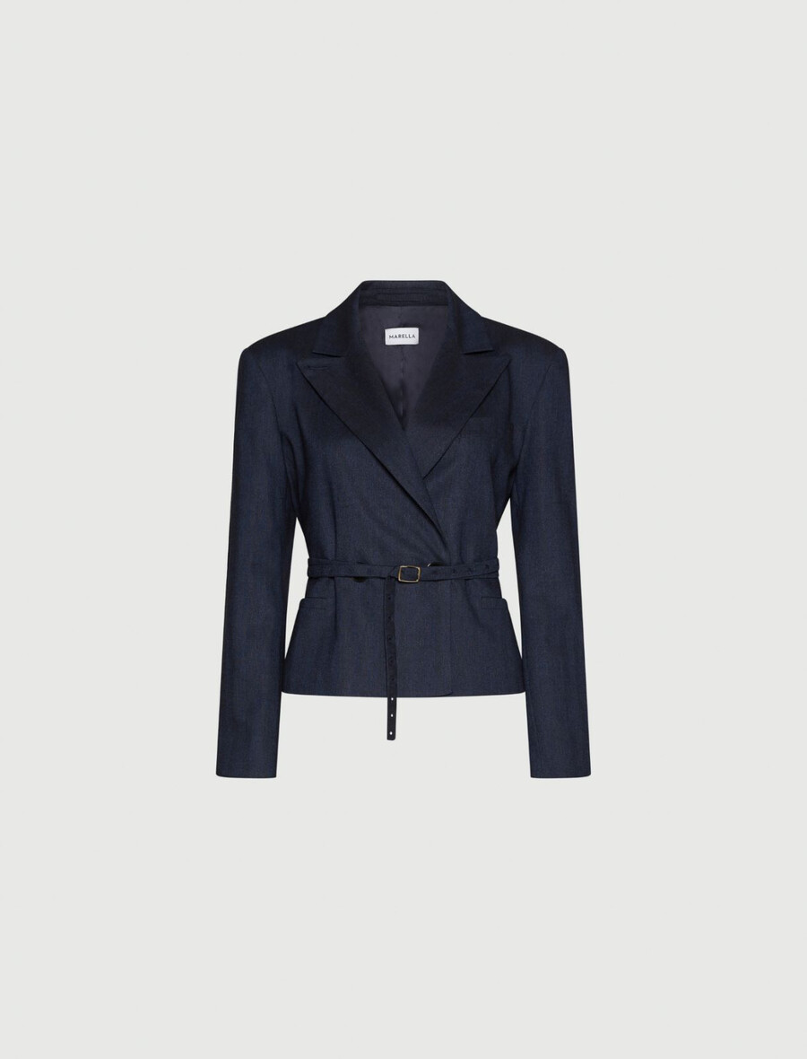 kurze jacke mit gürtel – marineblau
