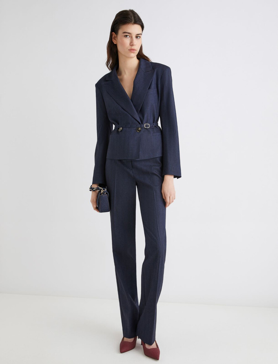 kurze jacke mit gürtel – marineblau