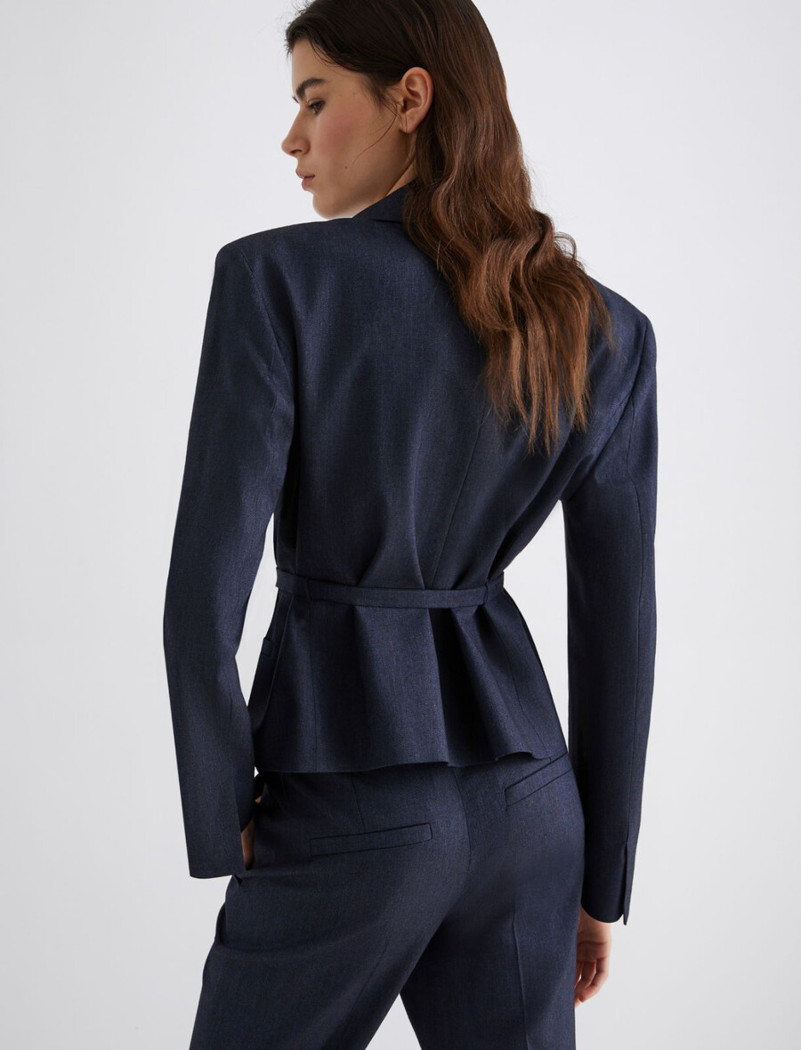 kurze jacke mit gürtel – marineblau