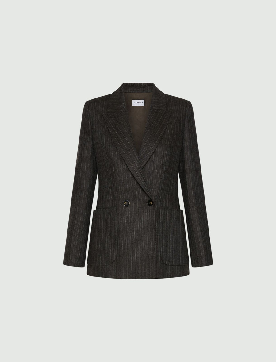 zweireihiger blazer aus reiner wolle – braun