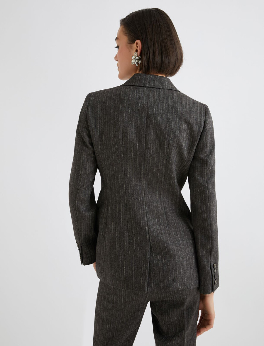 zweireihiger blazer aus reiner wolle – braun