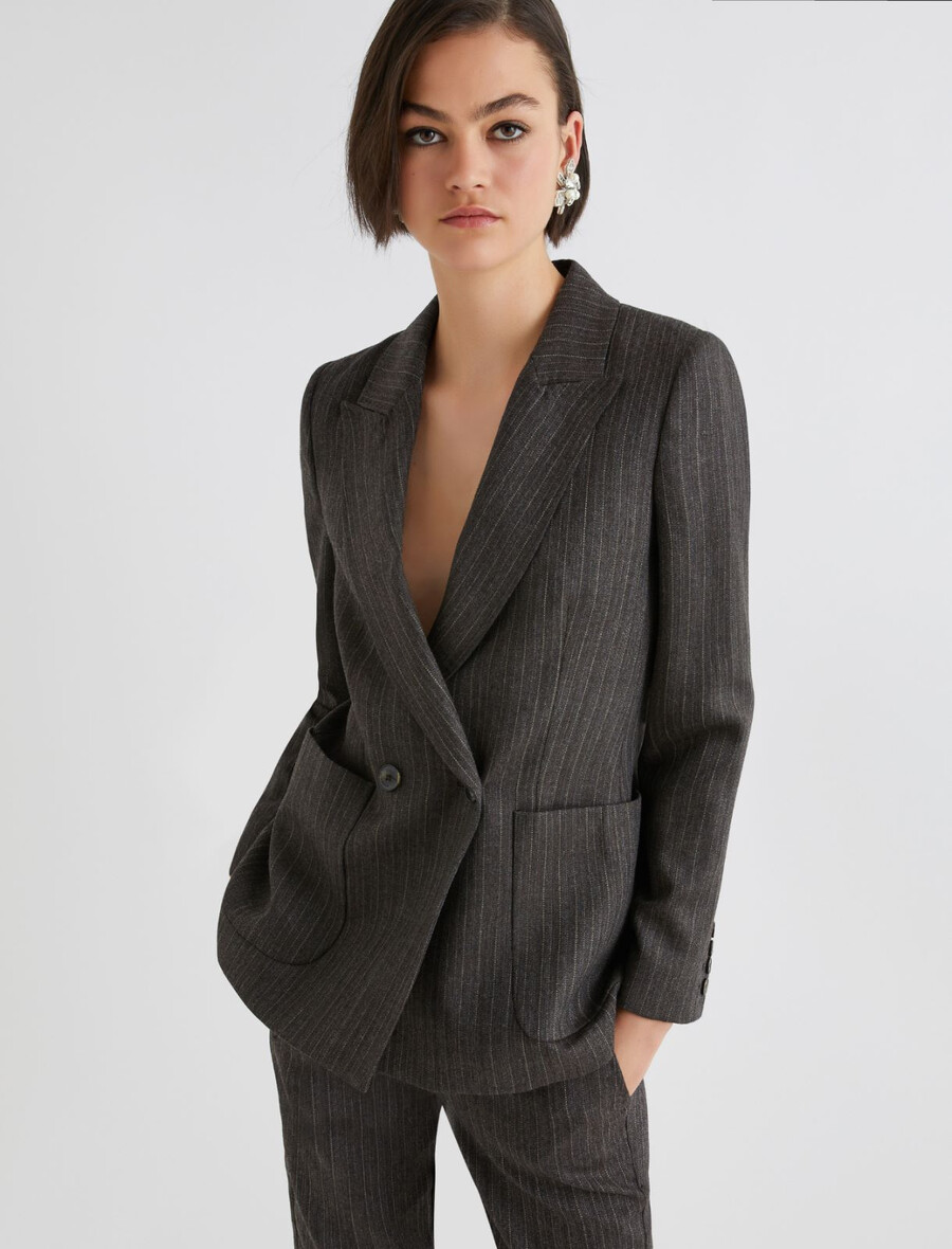 zweireihiger blazer aus reiner wolle – braun