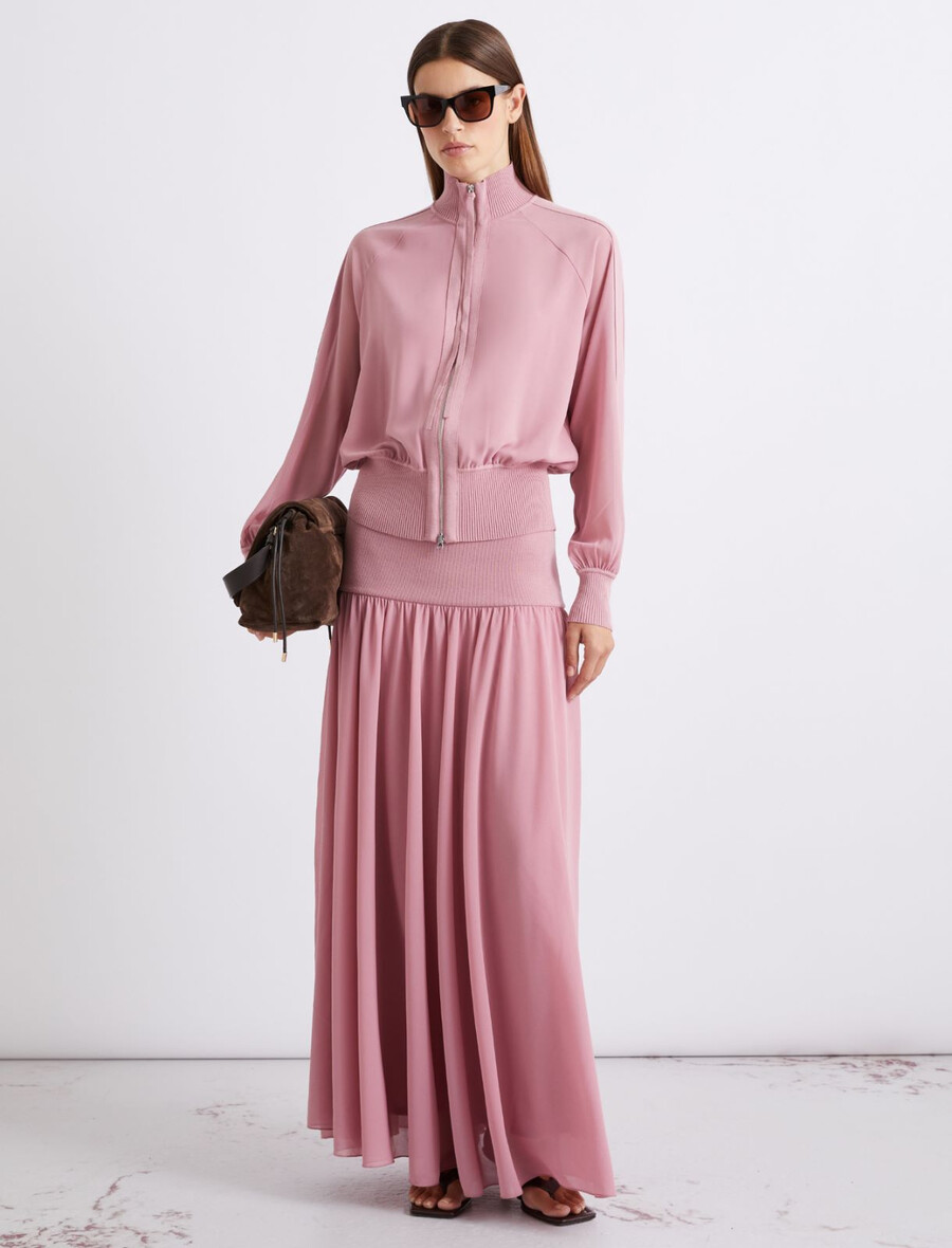 sportliche blousonjacke aus georgette - hydrangea