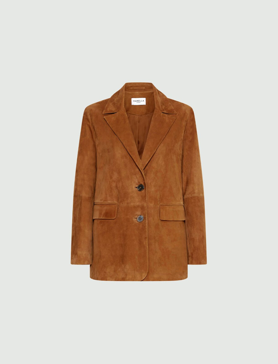 halbtaillierter wildlederblazer – camel