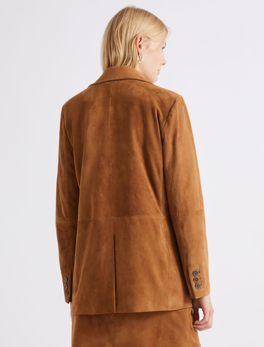 halbtaillierter wildlederblazer – camel