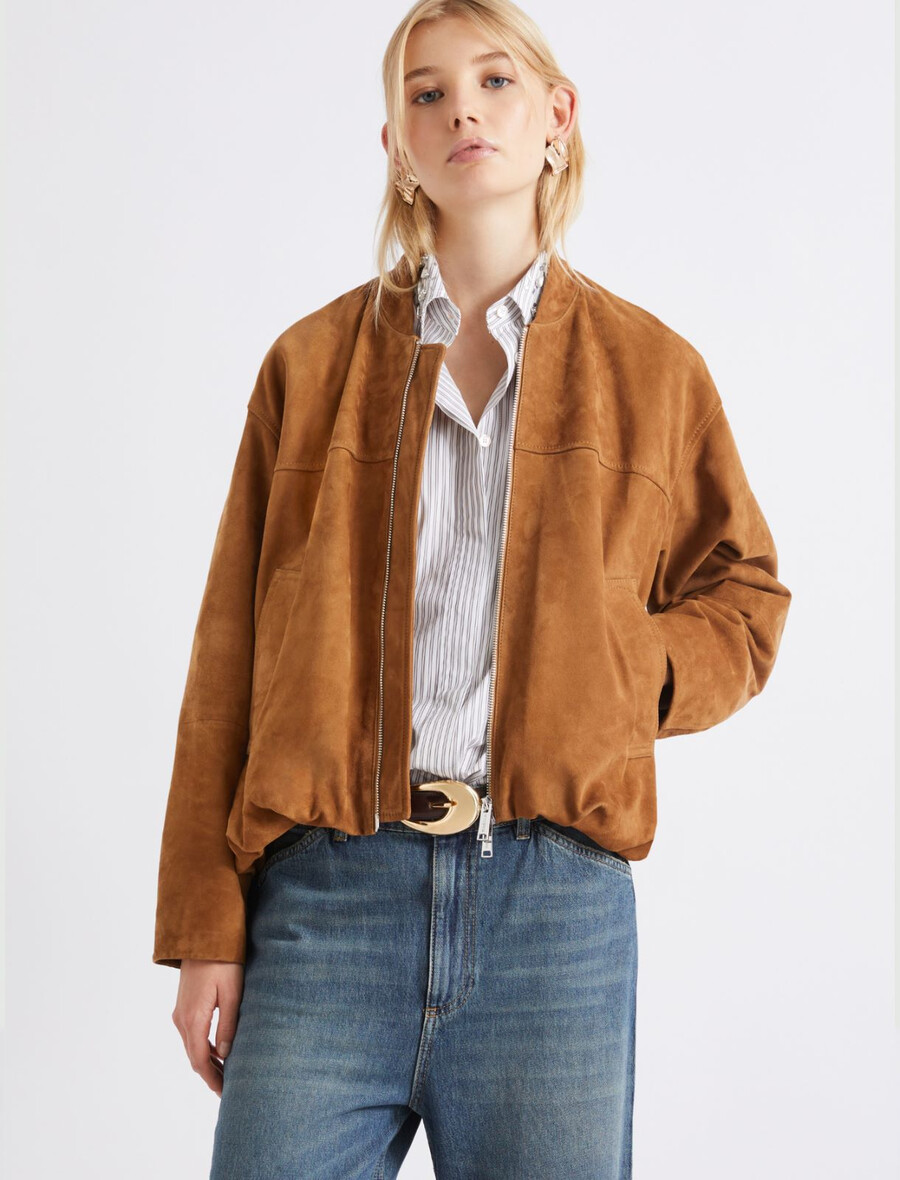 wildleder-blousonjacke - camel