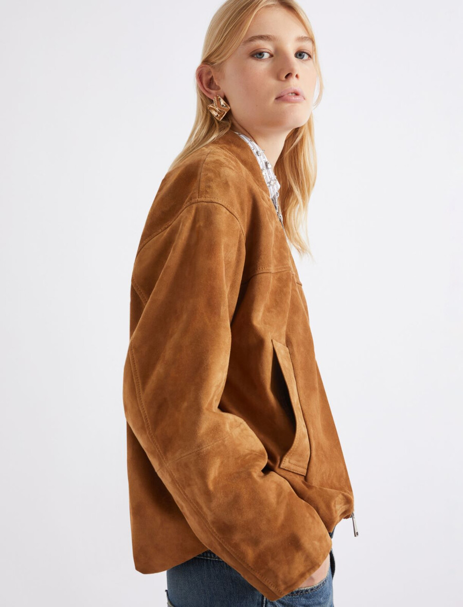 wildleder-blousonjacke - camel