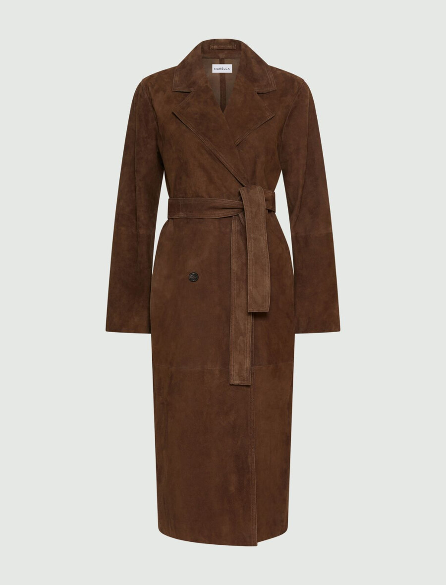 trenchcoat aus wildleder - braun