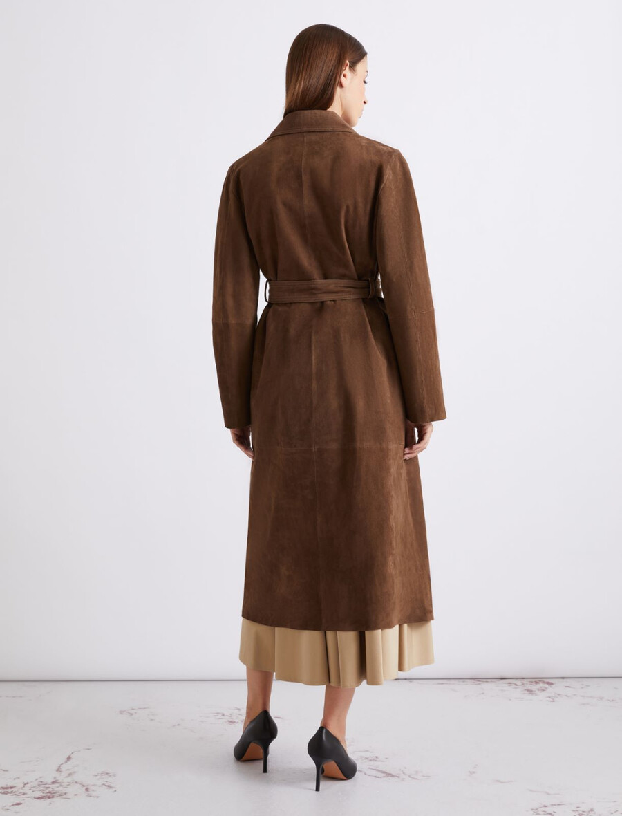 trenchcoat aus wildleder - braun