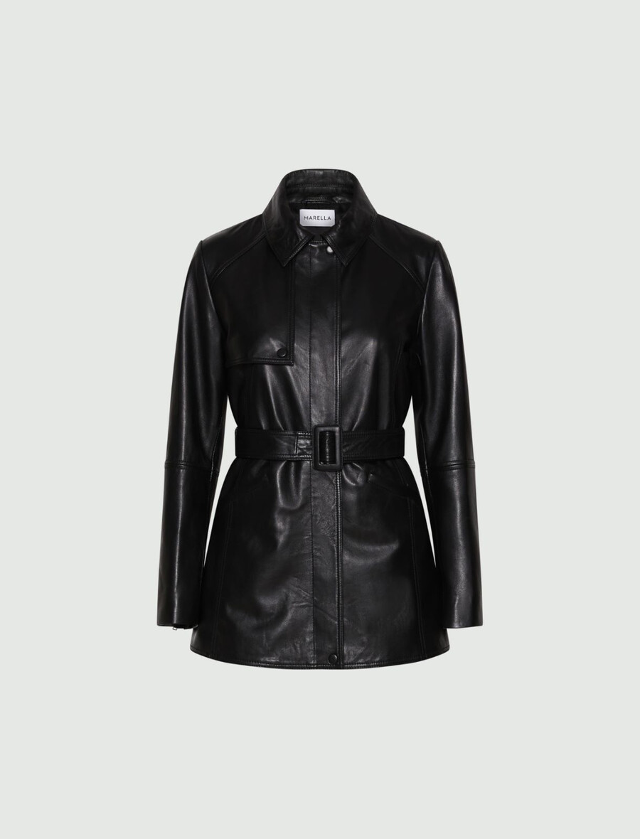 schwere lederjacke - schwarz