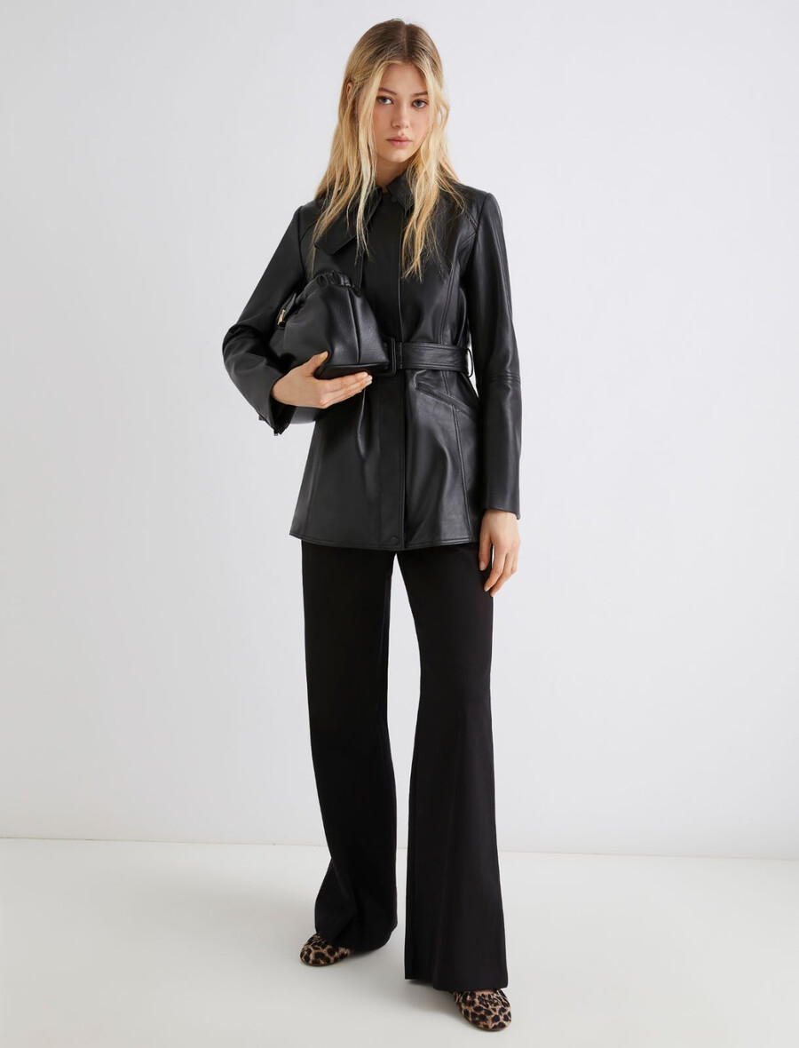 schwere lederjacke - schwarz