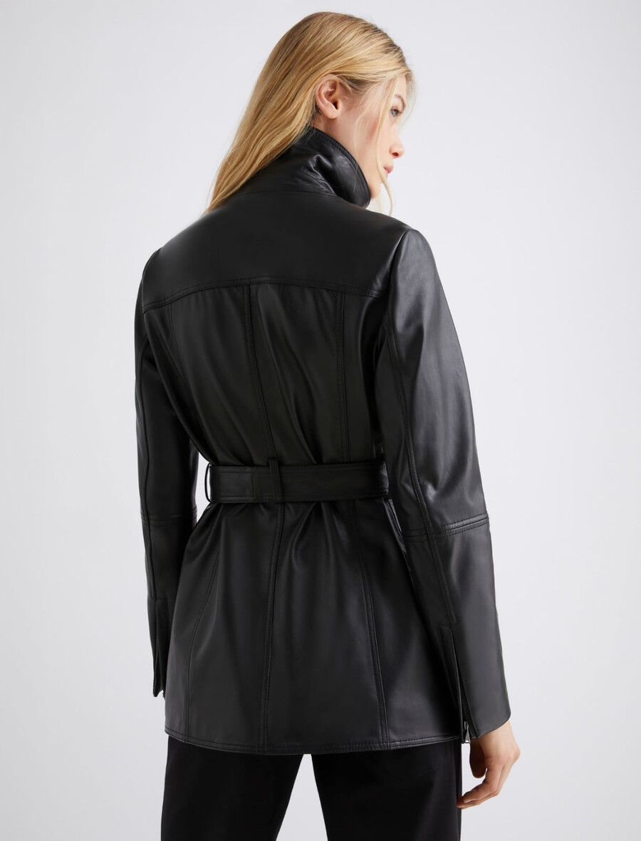 schwere lederjacke - schwarz