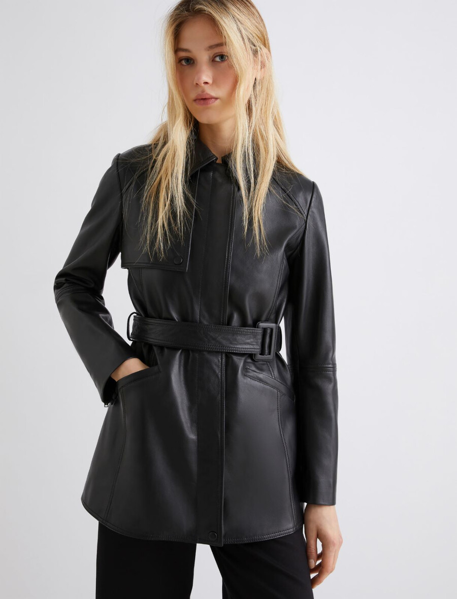 schwere lederjacke - schwarz