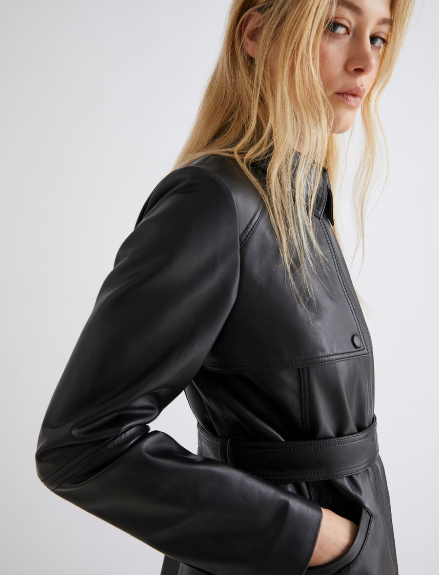 schwere lederjacke - schwarz