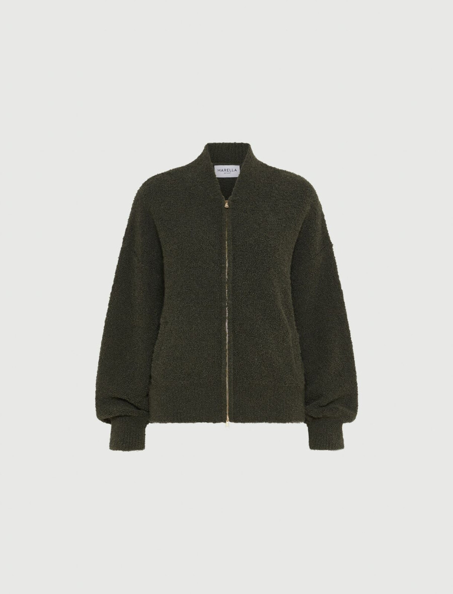 bouclé-bomberjacke - kaki