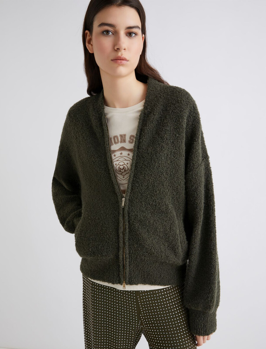 bouclé-bomberjacke - kaki