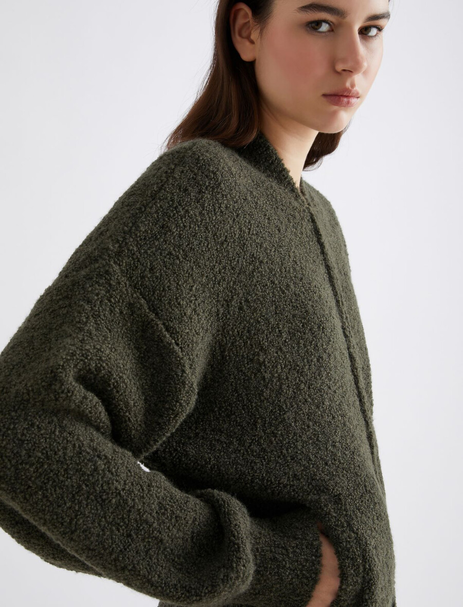 bouclé-bomberjacke - kaki