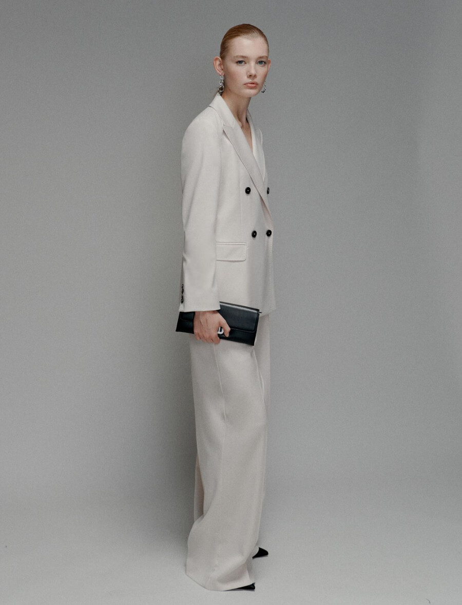 zweireihiger stretchblazer - ecru