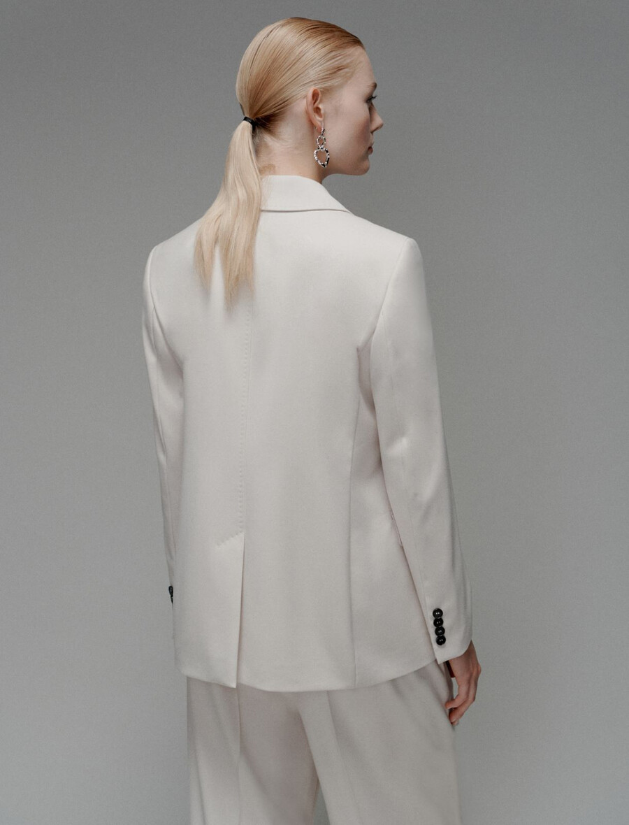 zweireihiger stretchblazer - ecru