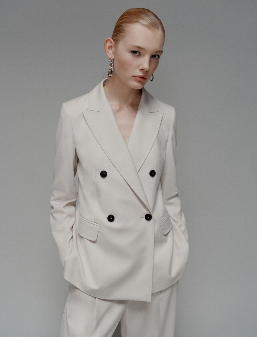 zweireihiger stretchblazer - ecru