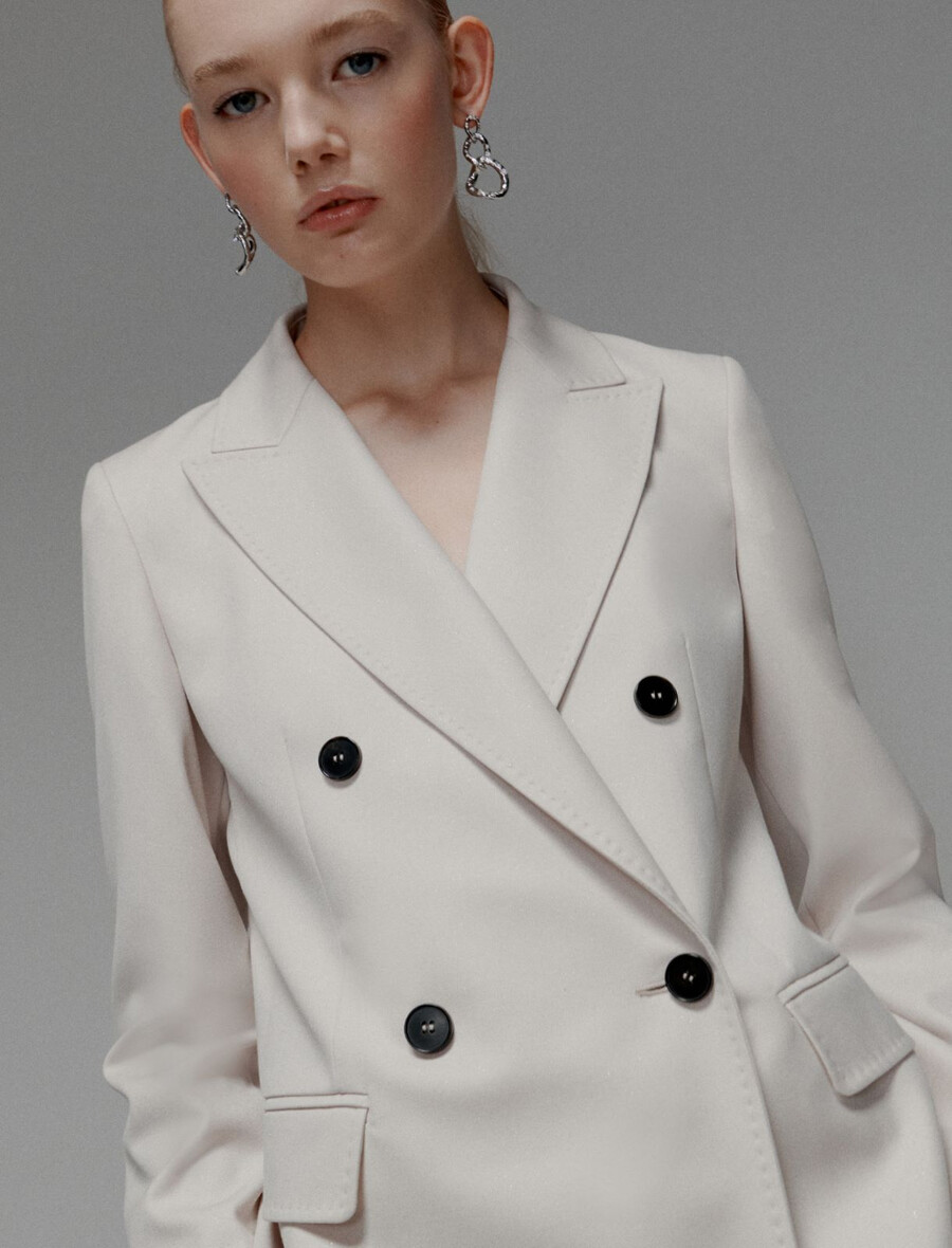 zweireihiger stretchblazer - ecru