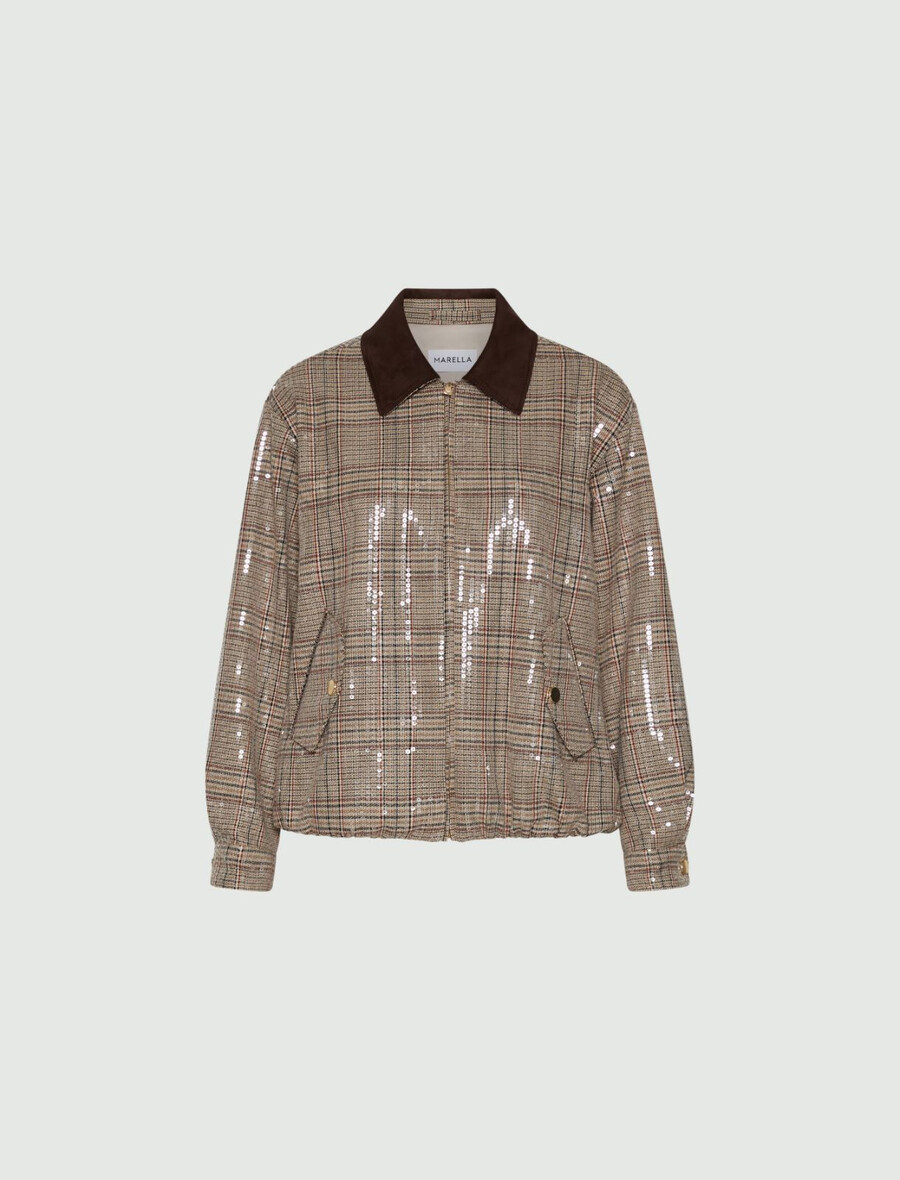 paillettenbesetzte bomberjacke – beige