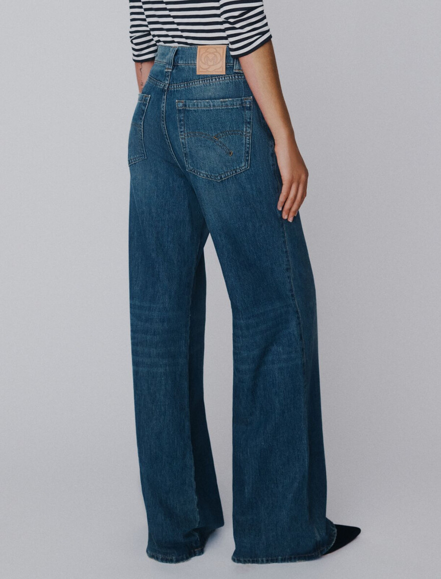 hochgeschnittene weite jeans – marineblau