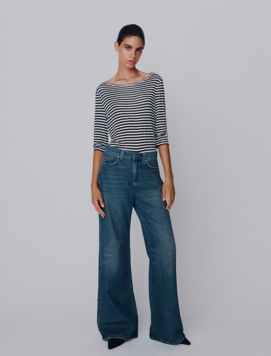 hochgeschnittene weite jeans – marineblau