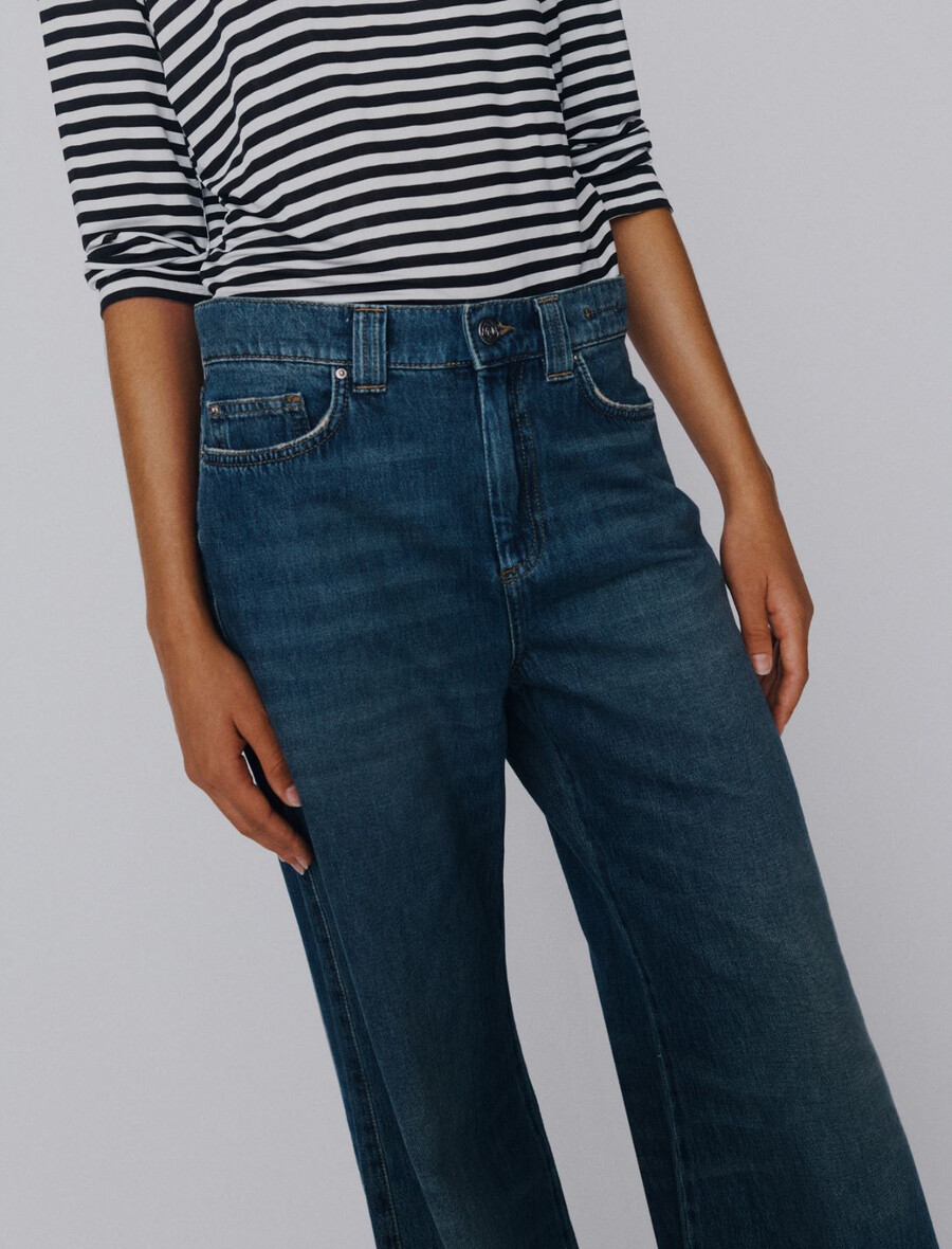 hochgeschnittene weite jeans – marineblau