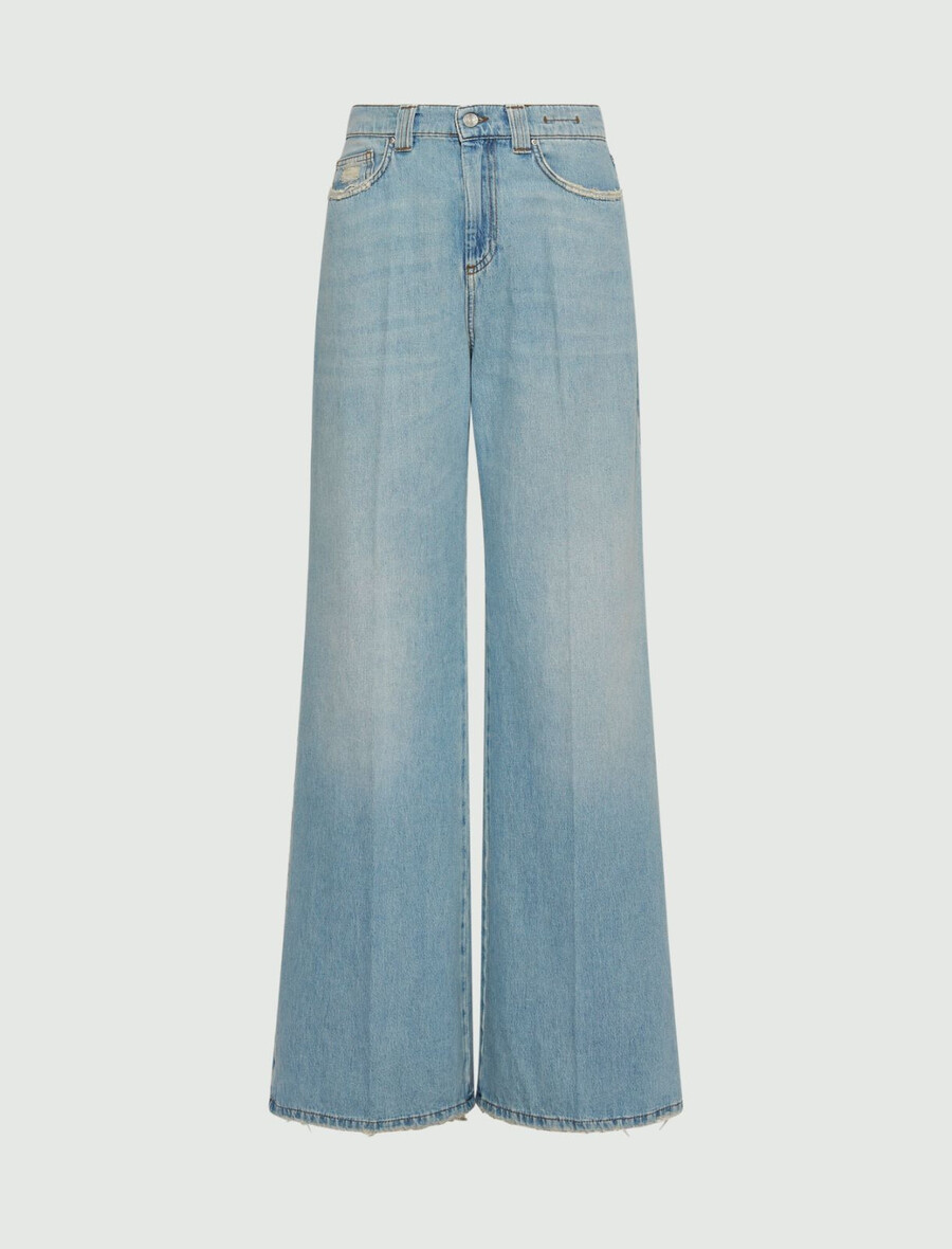 hochgeschnittene weite jeans – staubblau
